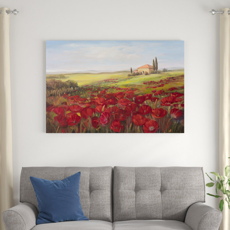 «Tuscan Memories II» par Sandra Iafrate - peinture sur toile tendue, H 32 po x l 48 po