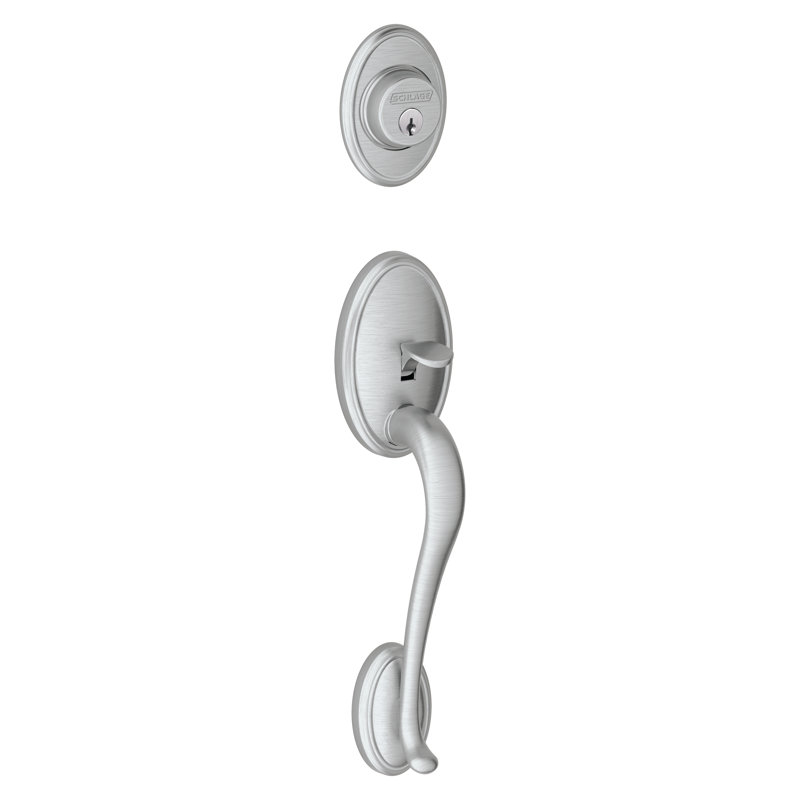 Wakefield Exterior Portion Handleset and Deadbolt (Interior Portion Sold Separately), Satin Nickel, Keyed Alike, Yes