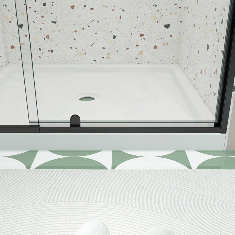 Porte de douche pivotante polyvalente avec étanchéité avancée et facilité d'installation, Noir mat