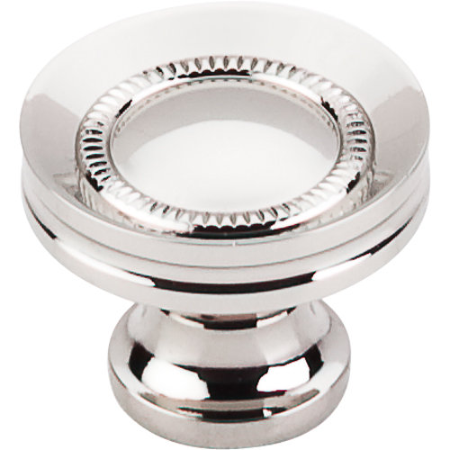 Button Faced 1 1/4" Diameter Round Knob, Polished Nickel