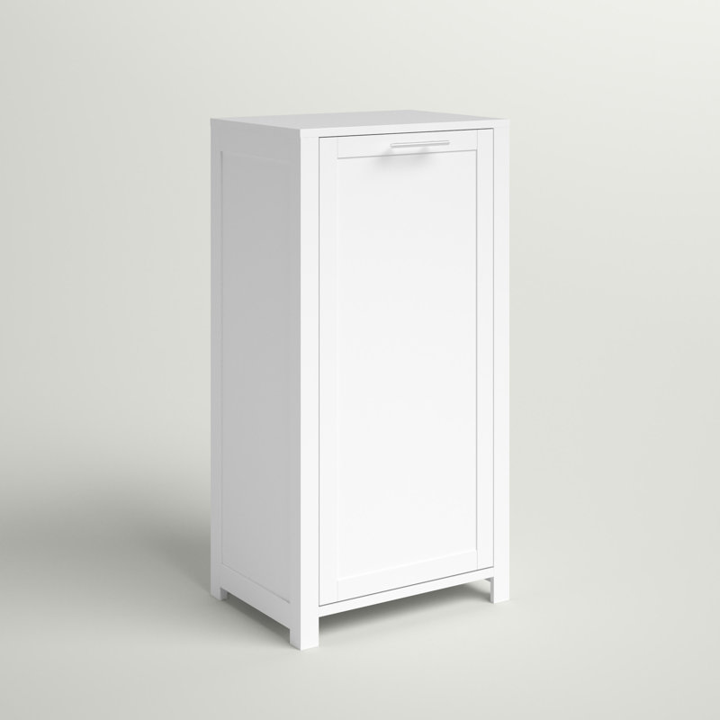 Wood Cabinet Laundry Hamper, White