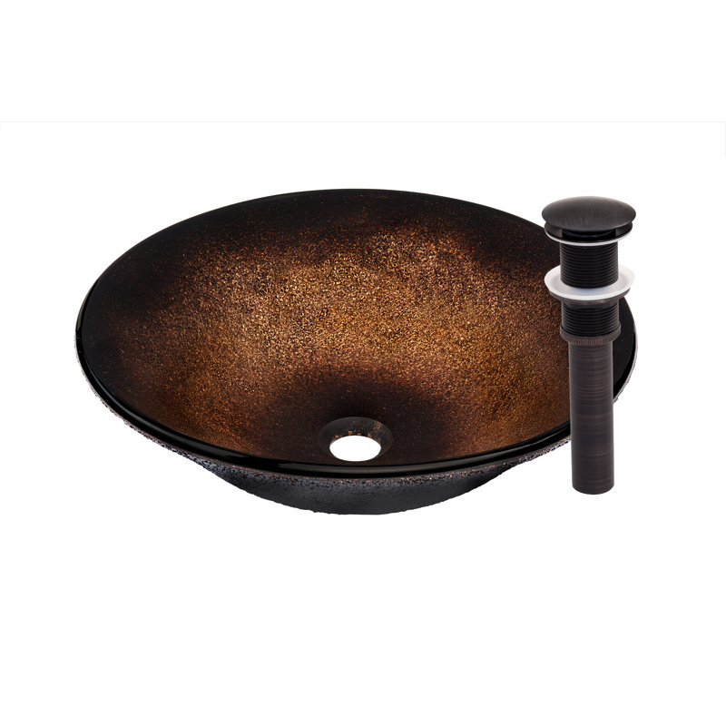 Novatto 17.5'' Glass Circular Bathroom Sink, Oil Rubbed Bronze