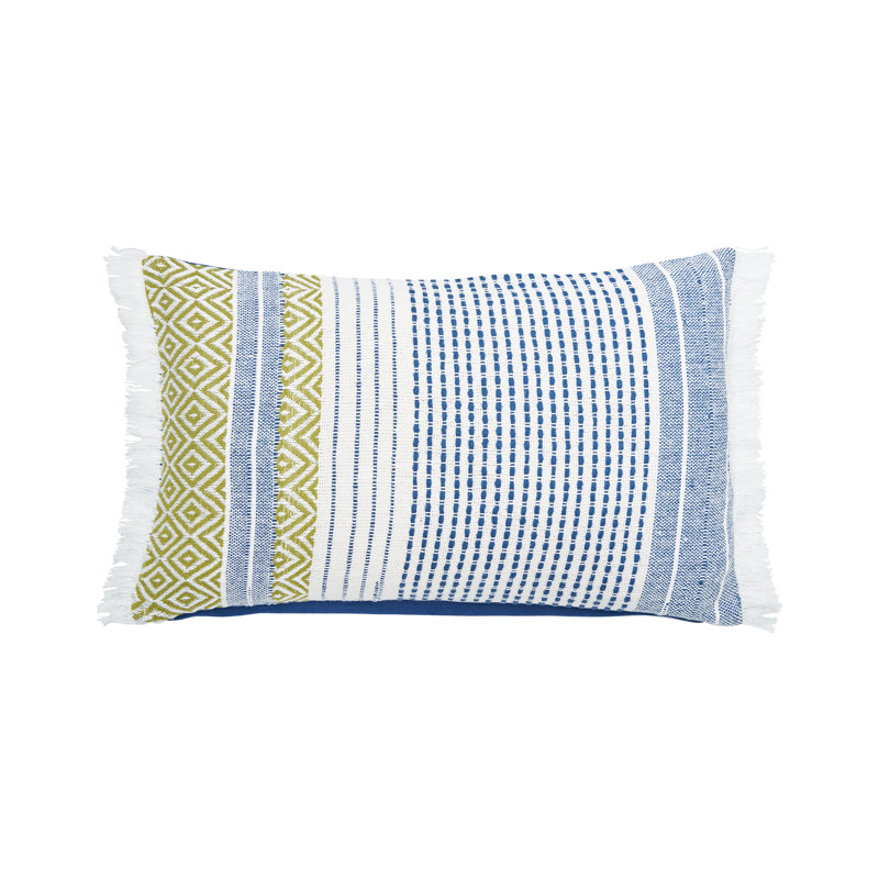 Berkley Green and Blue Cotton Rectangular Throw Pillow