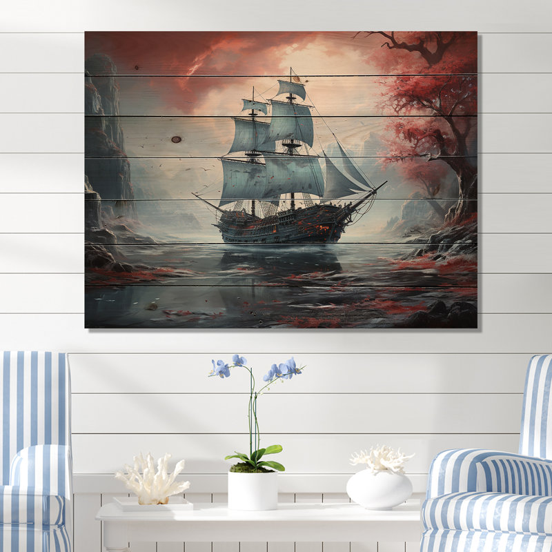 Naufrage pirate I - pirate sur bois, H 10 po x l 20 po x P 0,78 po