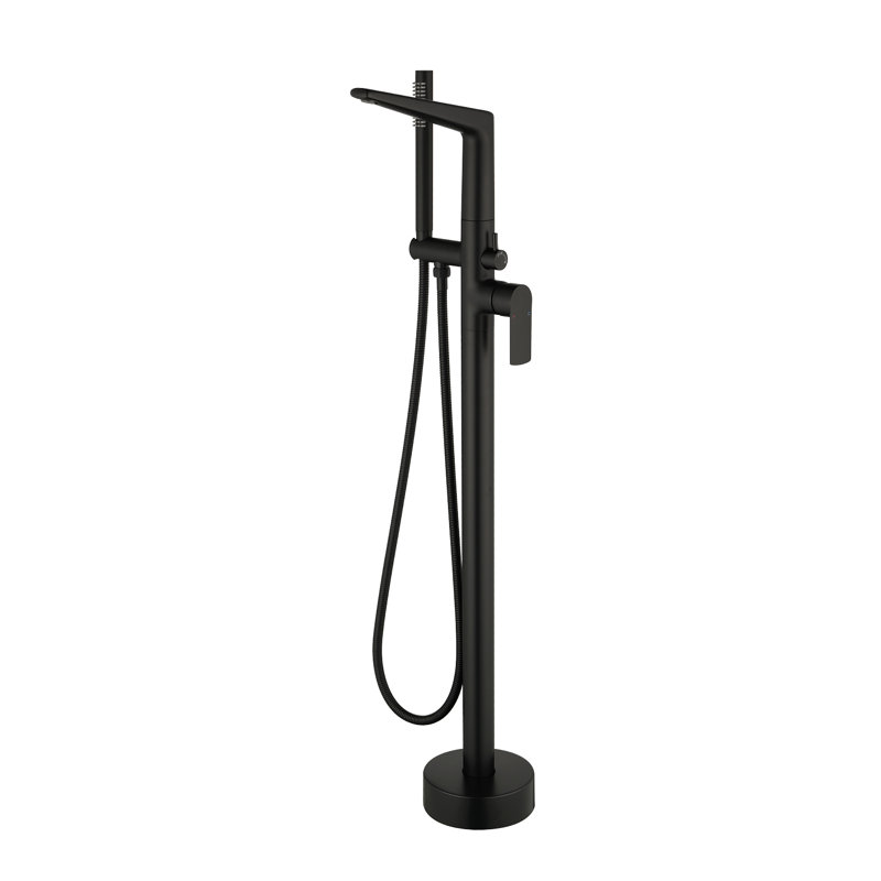 Topcraft Freestanding Bathtub Filler With Handheld Showerhead, Matte Black