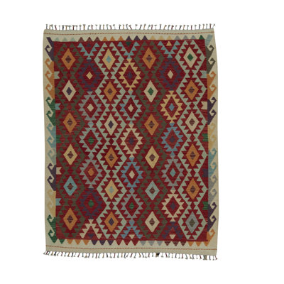 Afghan Wool Geometric Area Rug