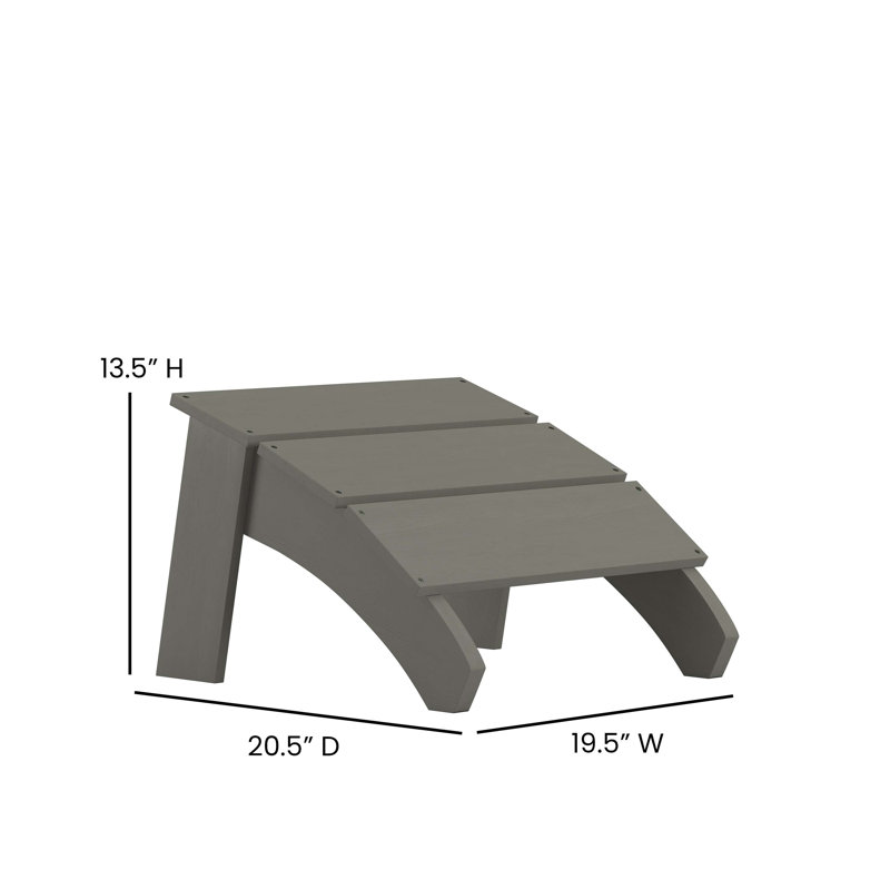 Brady Modern All-Weather Dual Slat Adirondack Style Chair with Footrest, Gray