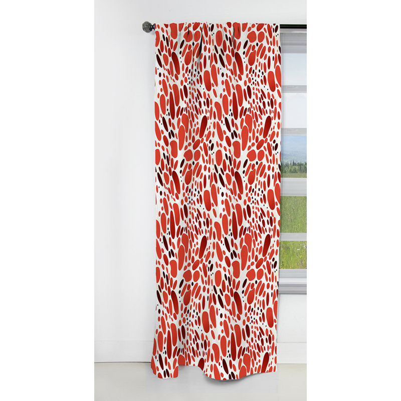 Motif à pois rouges et blancs I - rideau abstrait - rideau occultant - 1 panneaux, L 52 po x L 84 po