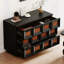 Armoire d'appoint en bois manufacturé noir massif