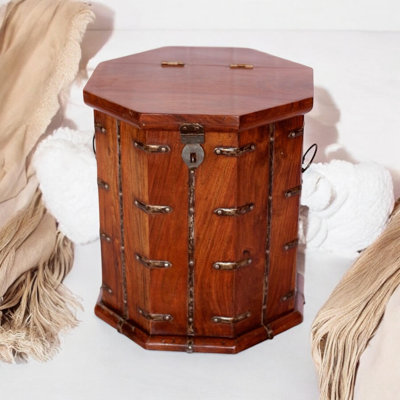 Solid Wood Abstract Accent Chest