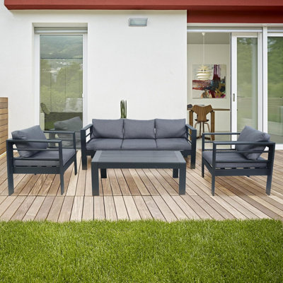 4-Piece Patio Furniture Set，Outdoor Sofa with Washable and Weather-Resistant Cushions, Gray