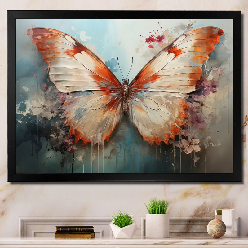 Orange White Butterfly Butterflys Flight II - Animals Canvas Art Print, H 24 po x l 32 po x P 1 po
