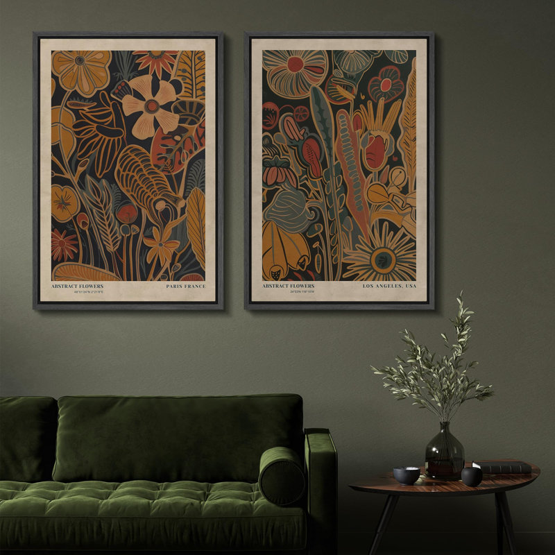 " Pastel Watercolor Blue Mountain Range Wall Pictures Modern Art Decor Rustic Minimal Bedroom " 2 - Pieces on Canvas