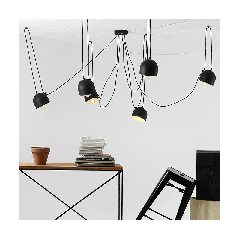 Zachariah 6 - Light Cluster Pendant, Black