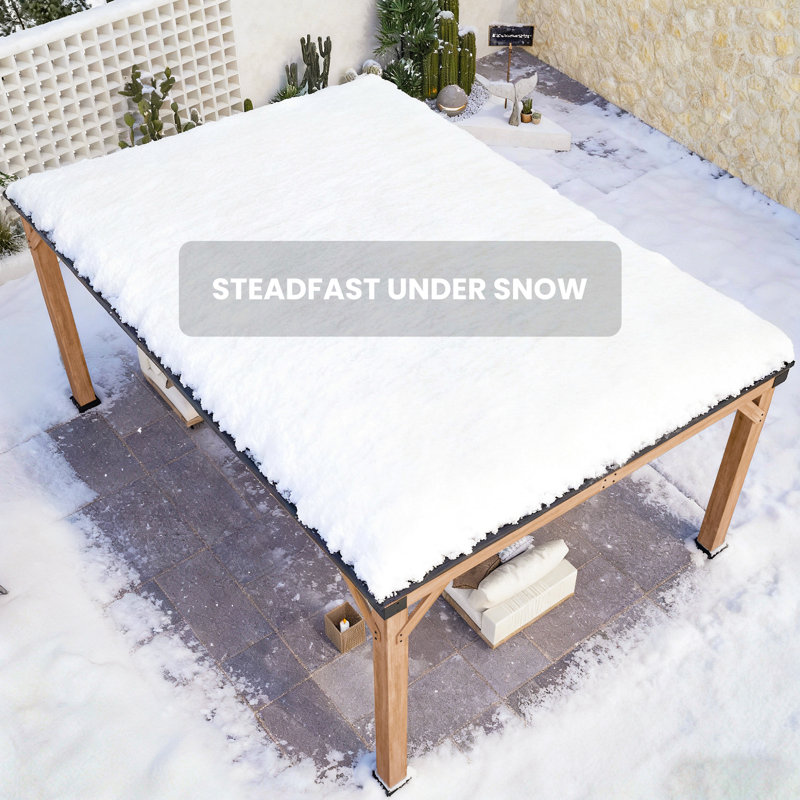 Maple 12 Ft. X 16 Ft. Premium Cedar Wood Patio Gazebo With Slope Hard Top Galvanized Steel Roof Pavilion,Using Storage, Party Chat And Grill