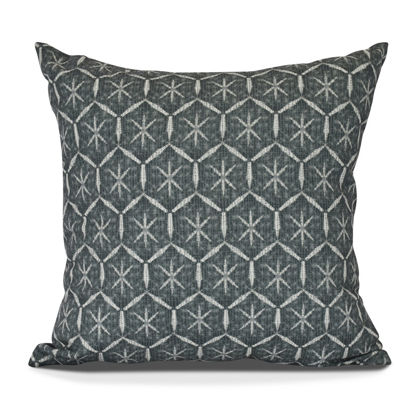 Green Geometric Print Square Outdoor Pillow, 20" x 20"