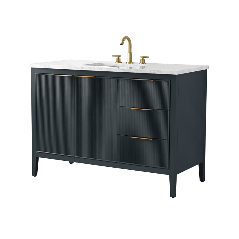 Emma 48" W Single Vanity, Vintage Blue/Brushed Bronze