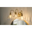 Luminaire de salle de bain rétro au-dessus d'un miroir, applique murale en laiton 3 lumières avec abat-jour en verre fleuri-160828005-157683979