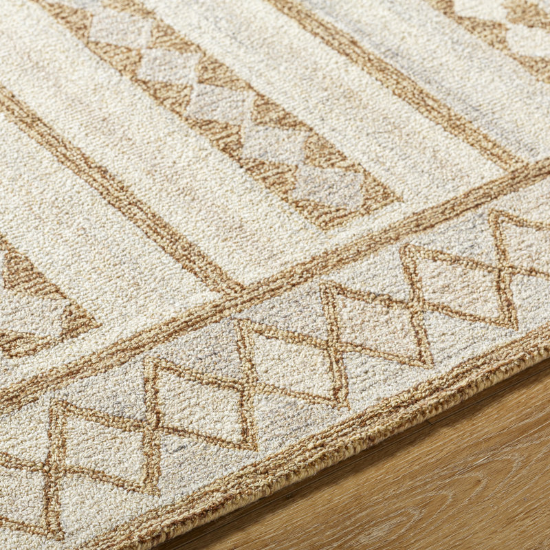 Rectangle Kardelen Wool Area Rug with Non-Slip Backing, Rectangle 2' x 3'