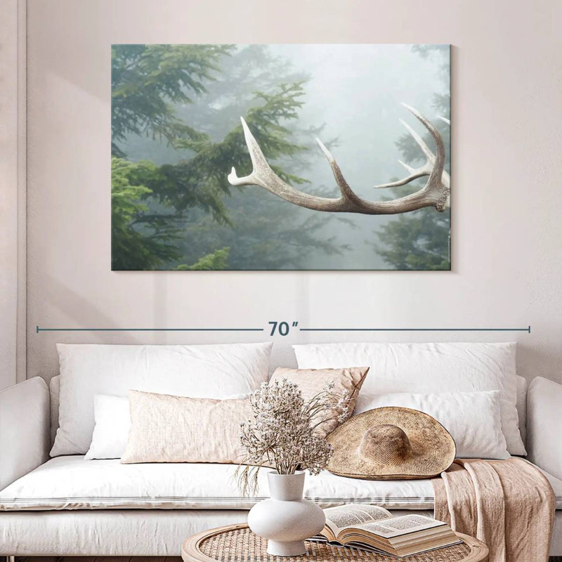Bois de cerf et pins, H 32 po x l 48 po