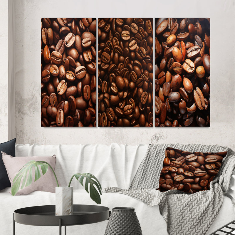 Aliments et grains de café torréfiés - ensemble de 3 impressions, Toile tendue, H 20 po x l 36 po