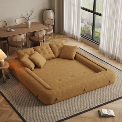 Kaveri Convertible Sofa Bed-Corduary Lounge Sleeper,Compression Sofa,with Pillows