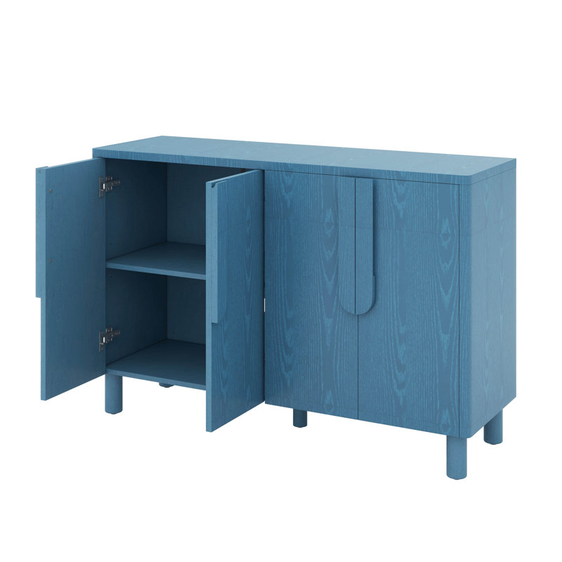 Buffet polyvalent - magnifique buffet en bois avec tablettes réglables et poignées arquées uniques, Marine