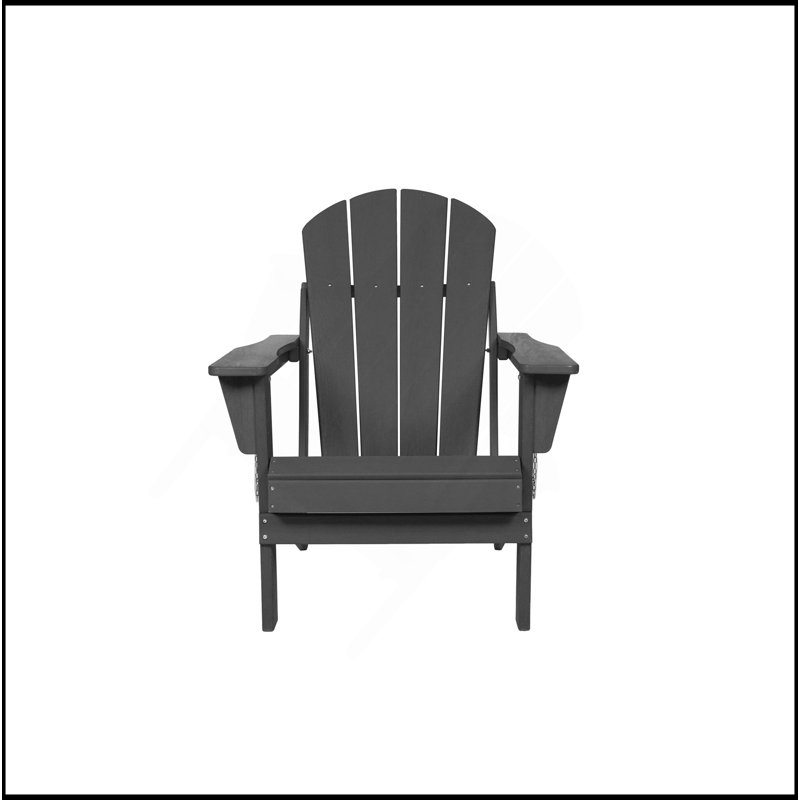 Chaise Adirondack pliante avec porte-gobelet double - Chaise Adirondack en composite avec texture bois - Gris, Gris