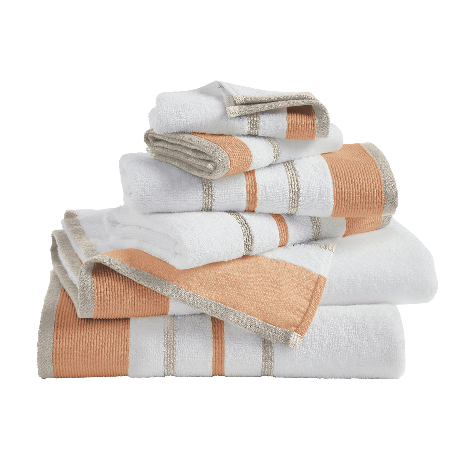 Deanthony Luxury Cotton Decorative, 6 Piece Towel Set, Clay/Taupe