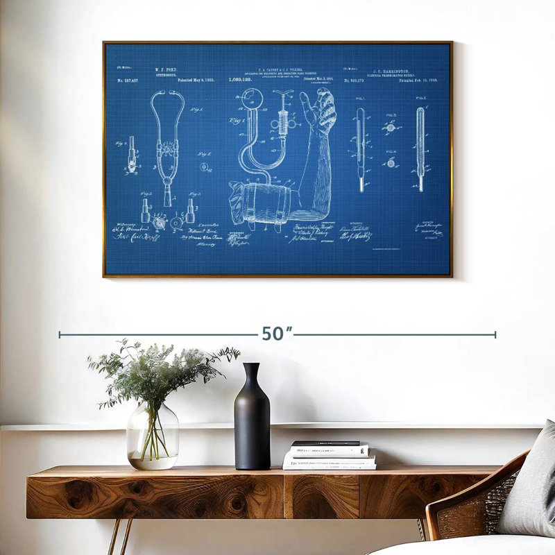 Matériel médical brevet bleu, Cadre flottant doré, 40 po x 27 po
