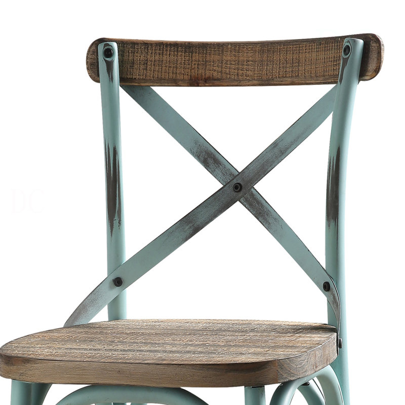Tabouret de bar antique avec dossier en croix et ciel antique, Ciel antique