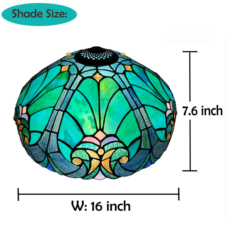 Abat-jour en verre teinté de 16 pouces de large Tiffany