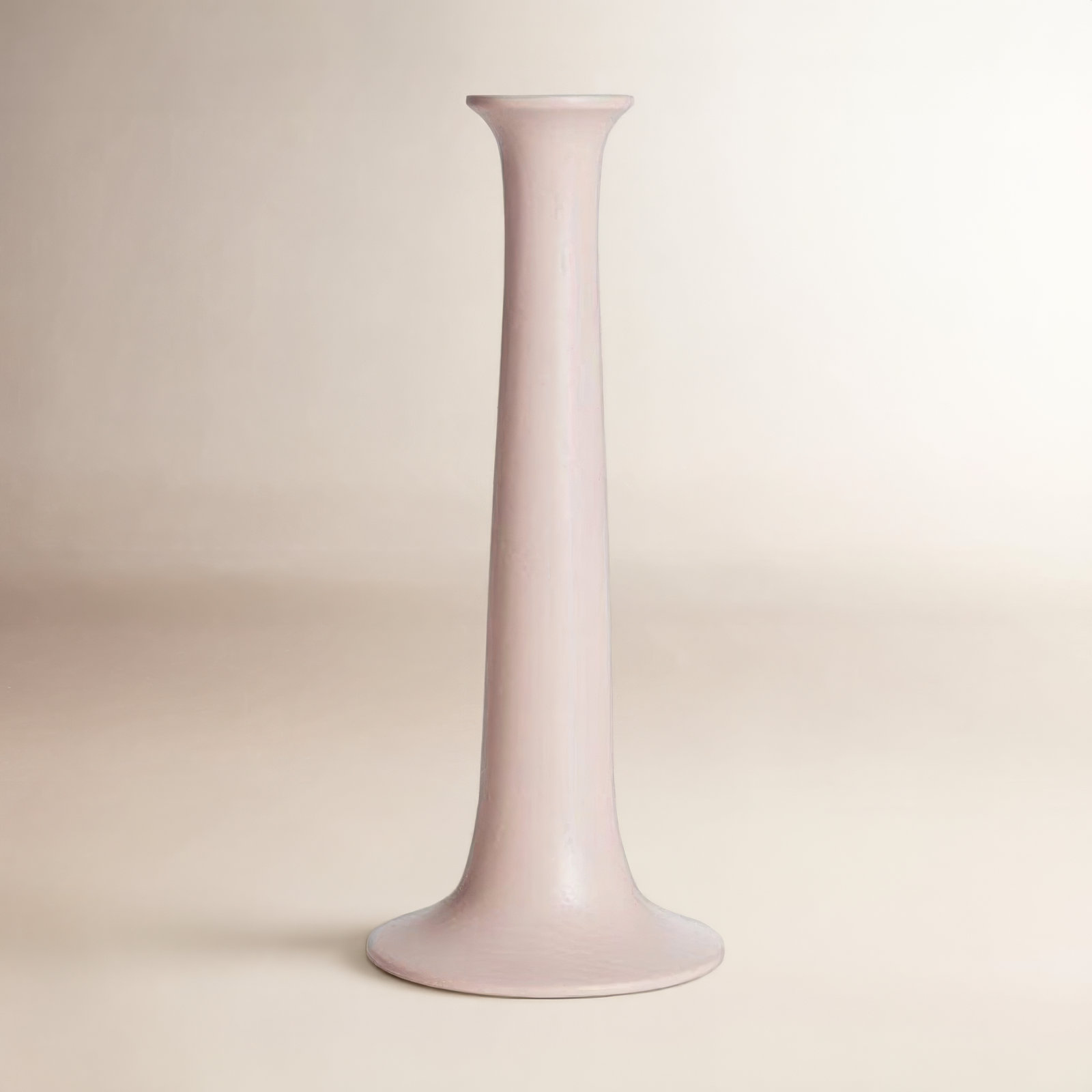 Simple Solid Wood Candlestick, Blush, 5.5" H x 3.5" W x 3.5" D