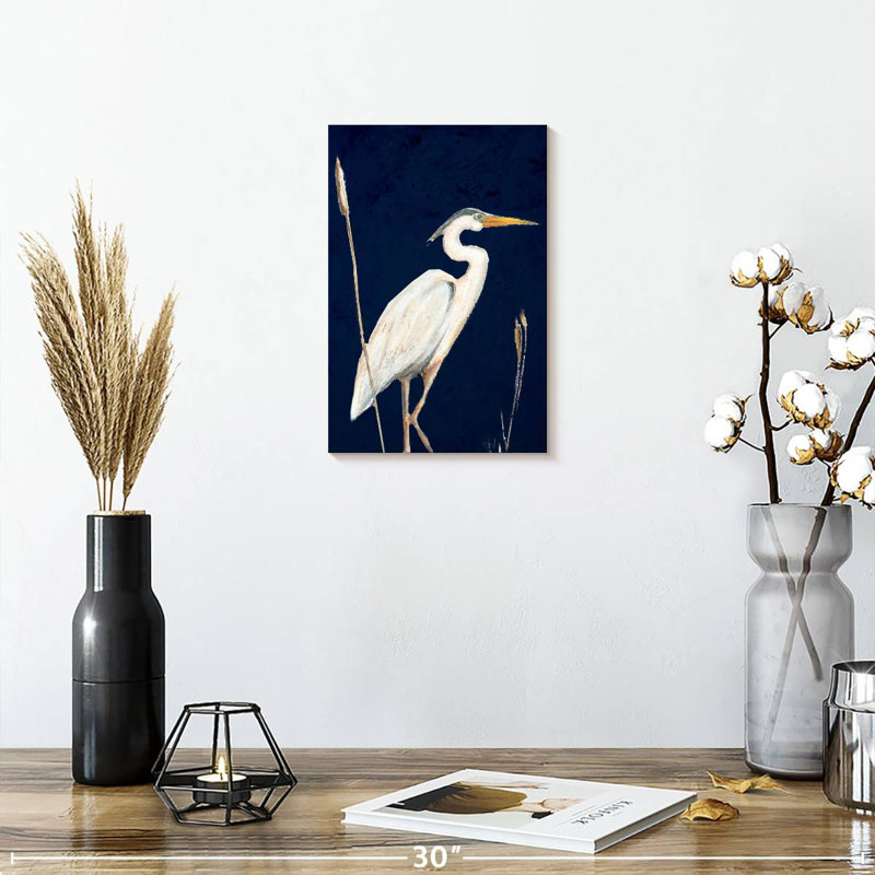 Brampt Heron On Navy II, 12" H x 8" W