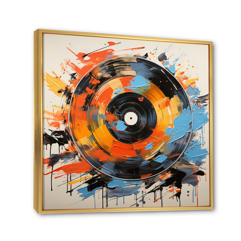 Fusion de vinyle sur toile, Cadre flottant doré, H 36 po x l 36 po x P 1,5 po
