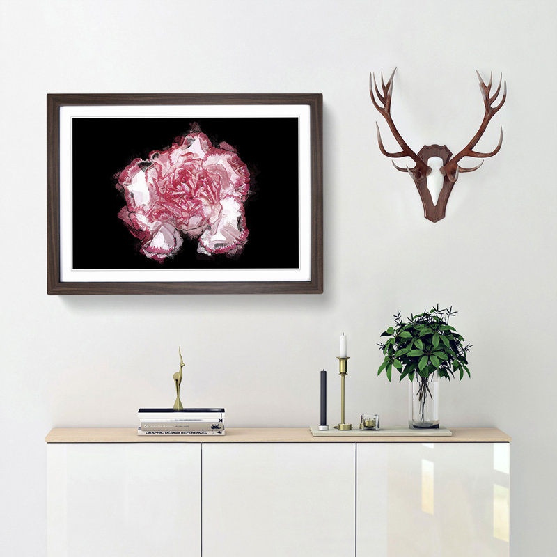 Pink Carnation Flower in Abstract - Framed Print, Walnut, 35cm H x 50cm W x 2cm D