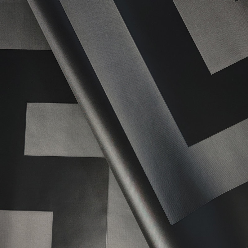 Versace Greek Key Silver Gray Vinyl Wallpaper, Black/Satin, 33' L x 27" W