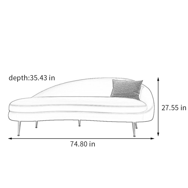 Bevens Velvet Chaise Lounge, Right-Arm Chaise, Purple Velvet