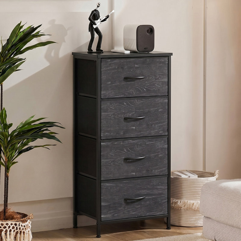 Commode de rangement 4 tiroirs Enegess, Black Wood