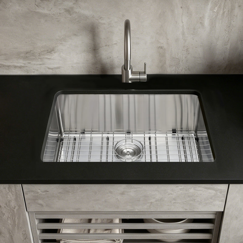 Évier de cuisine simple encastrable de 27 pouces, lavabo de ferme encastré en acier inoxydable avec accessoires, éviers de lave-vaisselle pour véhicules récréatifs, cuisine de préparation, salle de lavage, bar