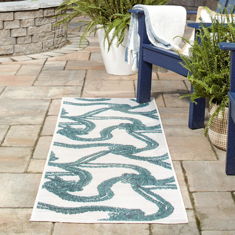 Outdoor Ayton Area Rug Ivory Color, Rectangle 5'3" x 8'