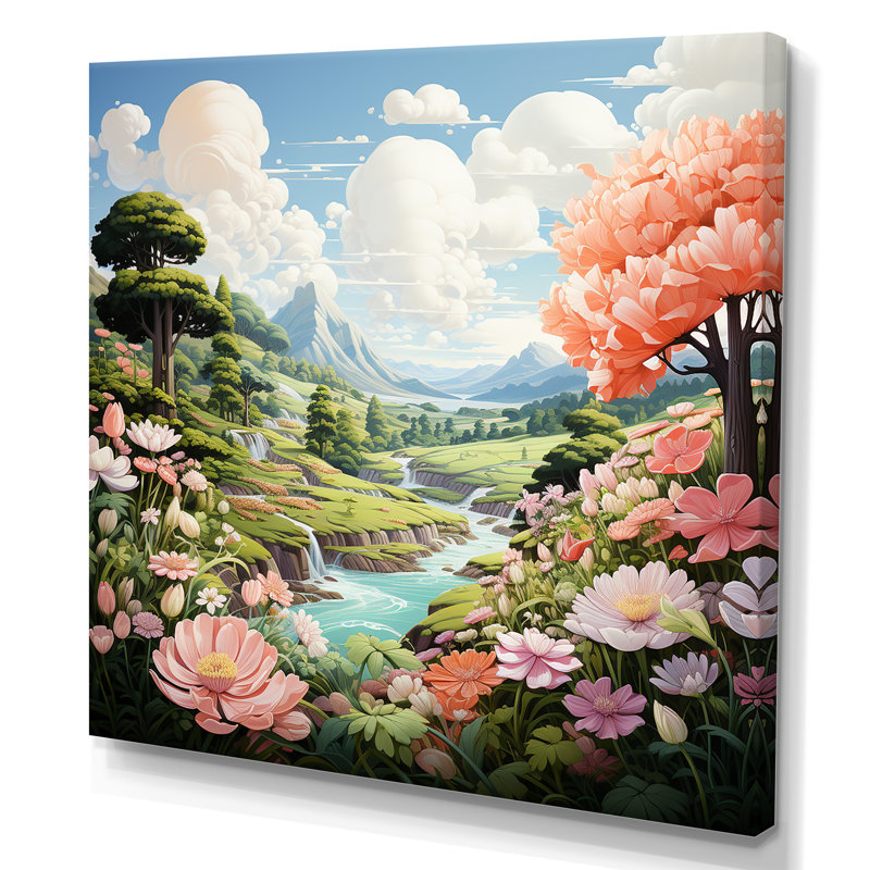 Kawaii Sweet Blossoms Wonderland II, Toile tendue, H 24 po x l 24 po x P 1 po