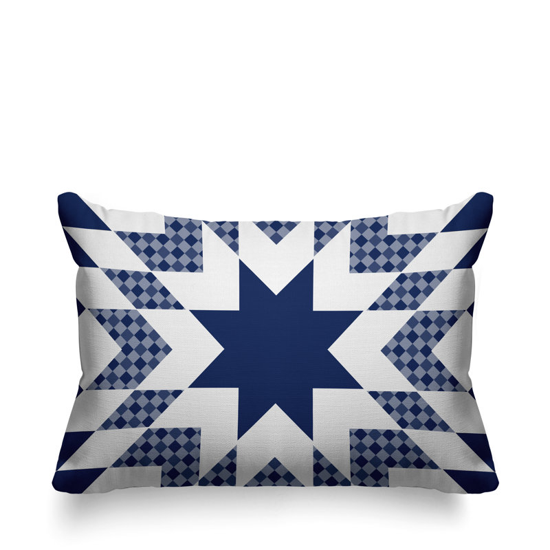 Outdoor Reversible Throw Pillow, Navy Blue