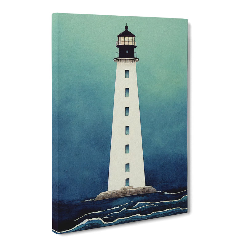 Watercolour Lighthouse - Wrapped Canvas, 76cm H x 50cm W x 3cm D