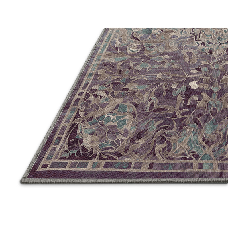 Machine Washable Gray Area Rug, Rectangle 6' x 9'