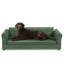Canapé surdimensionné pour animaux de compagnie, élégant canapé-lit surélevé en tissu de lin moderne, lit pour animaux de compagnie rectangulaire surdimensionné confortable avec dossier et accoudoirs pour grands chiens surdimensionnés - vert olive-1494420706