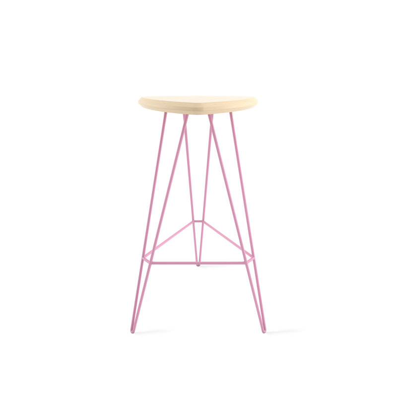 Tabouret en bois massif Madison, Érable, Tabouret de bar (assise de 30 po de hauteur), Rose
