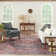 Machine Washable Oriental Blue/Brick Red Area Rug