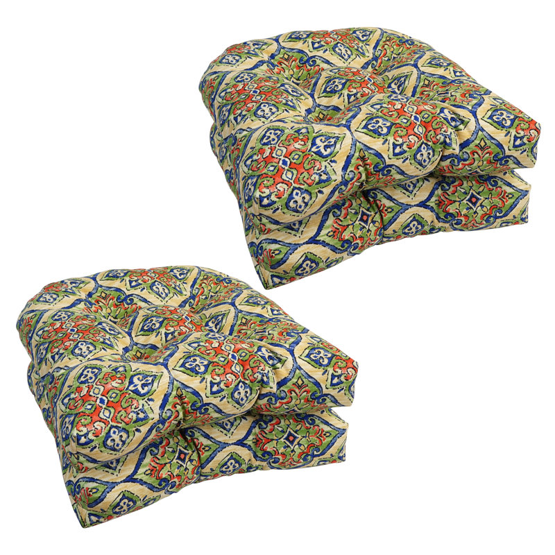 Outdoor 5'' Seat Cushion, Blue/Cream