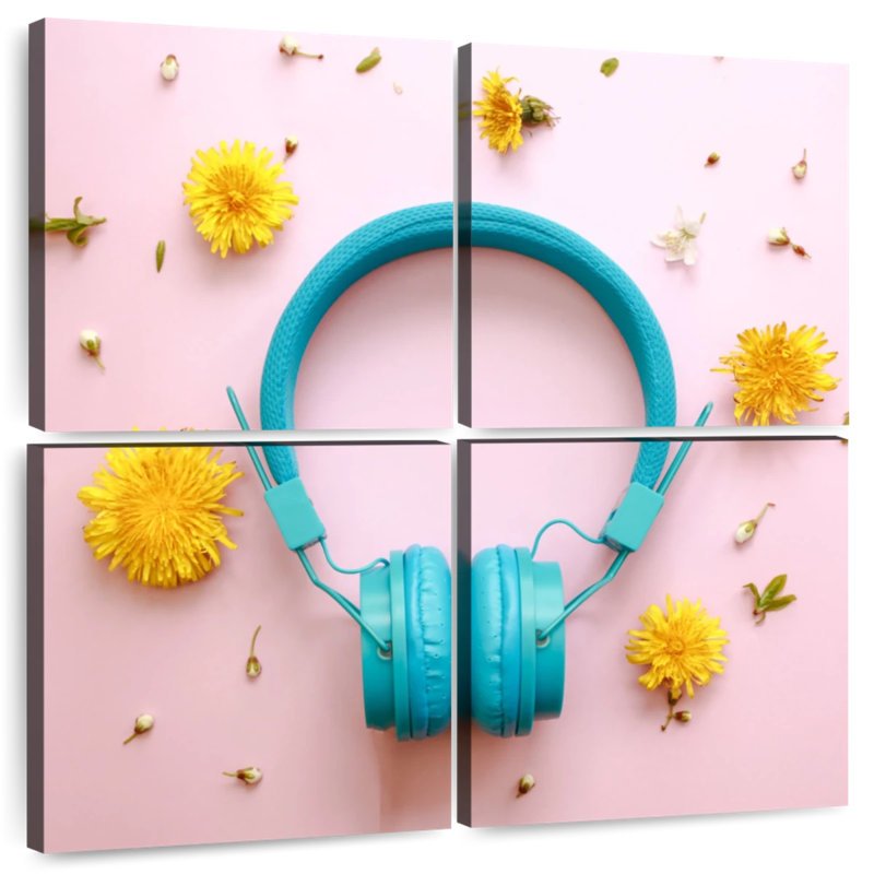 Abarca Daisies And Headphones, 26" H x 26" W